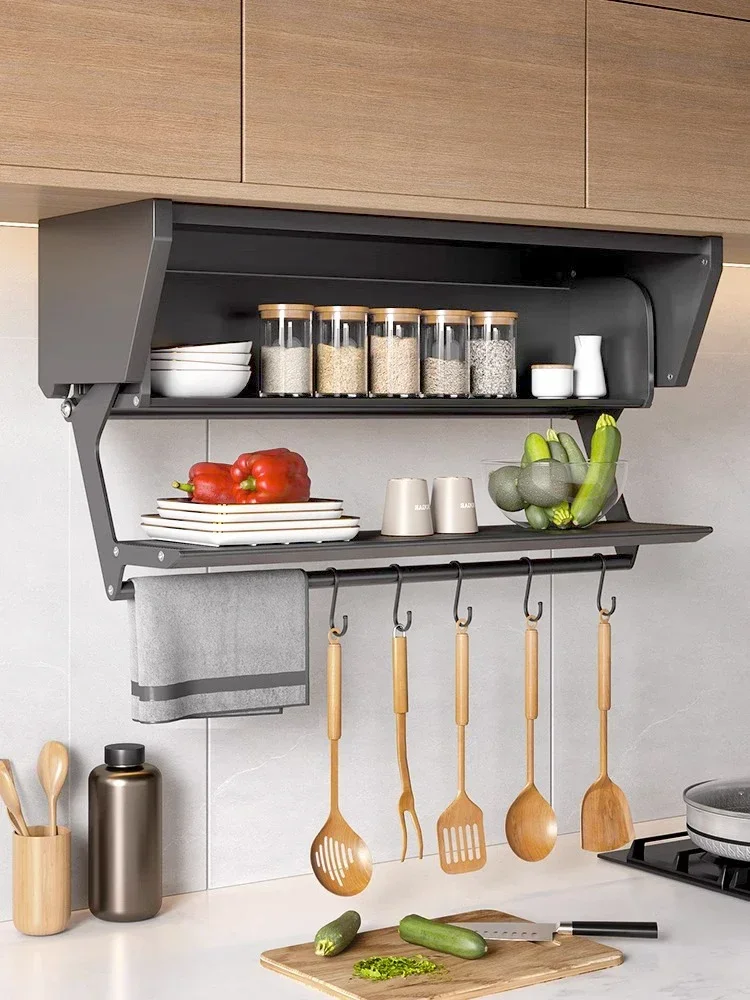 Kitchen Wall Cupboard Drop-down Shelf Wall-Mounted Cabinet Condiment Top Cabinet Storage Folding Storage Wall Shelf
Kitchen Wall Cupboard Drop-down Shelf Wall-Mounted Cabinet Condiment Top Cabinet Storage Folding Storage Wall Shelf