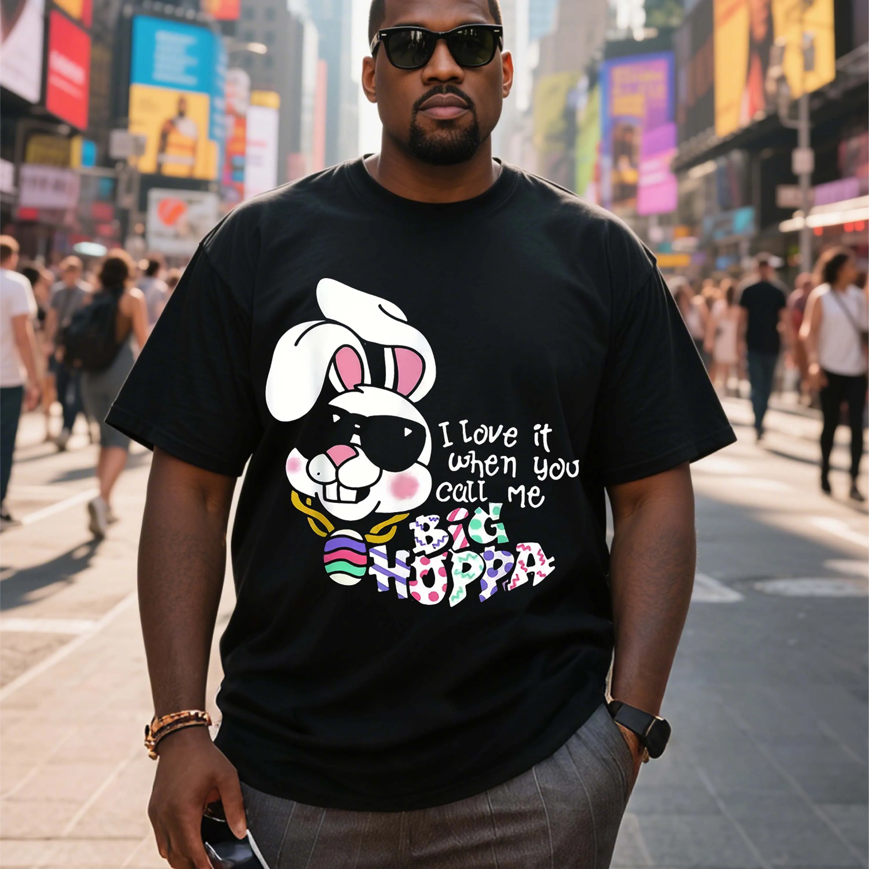 Plus Size Black Short Sleeve T-Shirt with Sunglasses Rabbit Pattern Suitable for Outdoor Leisure Wear in Summer
Plus Size Black Short Sleeve T-Shirt with Sunglasses Rabbit Pattern Suitable for Outdoor Leisure Wear in Summer