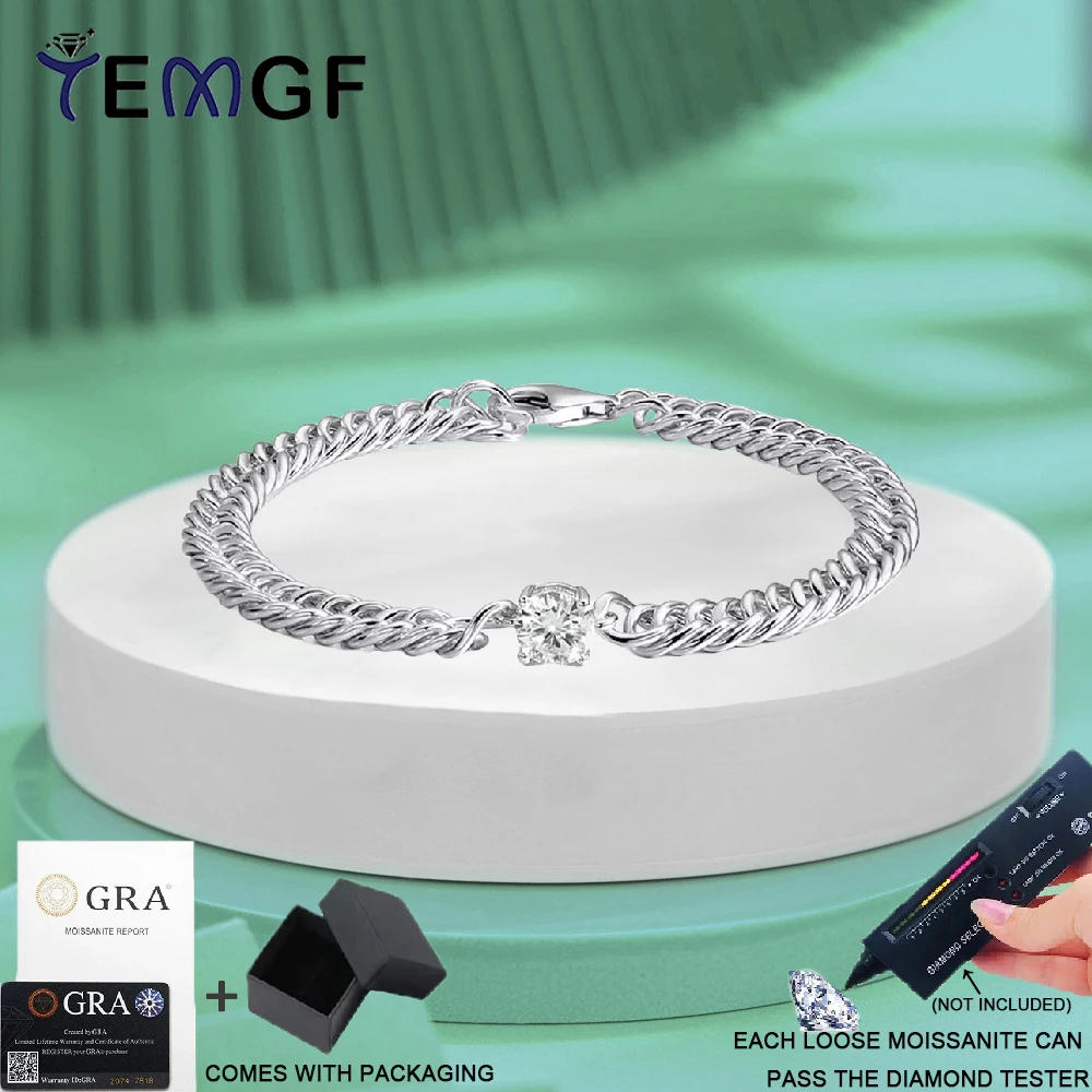 TEMGF 6.5mm D Color Moissanite Bracelet 925 Sterling Silver Classic Sparkling Bangles White/Rose Gold Plated 15-19cm Optional
TEMGF 6.5mm D Color Moissanite Bracelet 925 Sterling Silver Classic Sparkling Bangles White/Rose Gold Plated 15-19cm Optional