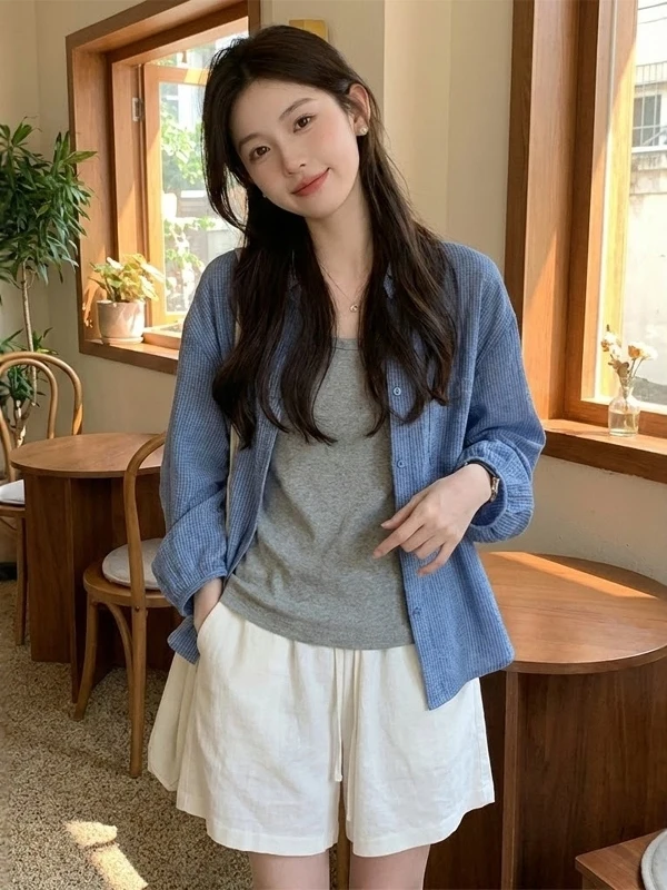 Loose Fit Pure Cotton Shirt Women's Summer Thin Style Comfortable Plaid Slimming Top Korean Style Commute Fashion
Loose Fit Pure Cotton Shirt Women's Summer Thin Style Comfortable Plaid Slimming Top Korean Style Commute Fashion