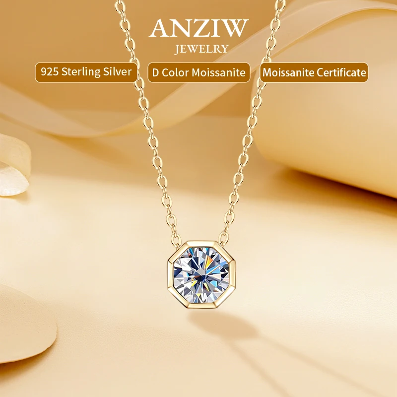 Anziw 1CT 8 мм 2CT D VVS1 муассанит пасьянс кулон ожерелье для женщин 925 серебро многоугольник кулон воротник 2025 новые ювелирные изделия подарок 
Anziw 1CT 8 мм 2CT D VVS1 муассанит пасьянс кулон ожерелье для женщин 925 серебро многоугольник кулон воротник 2025 новые ювелирные изделия подарок