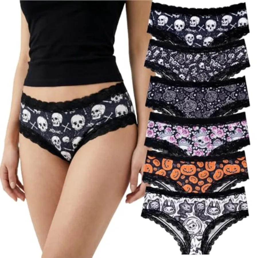 TenderTouch Women's Halloween Panties 6-Pack Cute Scary Spooky Rose Allover Print Hipster Underwear for Valentine's Day Gifts
TenderTouch Women's Halloween Panties 6-Pack Cute Scary Spooky Rose Allover Print Hipster Underwear for Valentine's Day Gifts