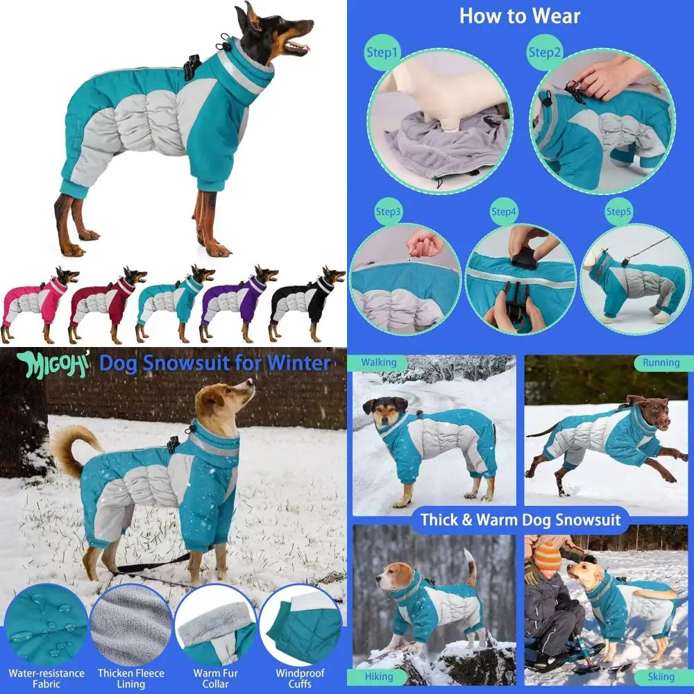 Large Dog Winter Coat with Reflective Harness, Fleece Lining, and Zipper for Small to 2XL Dogs
Large Dog Winter Coat with Reflective Harness, Fleece Lining, and Zipper for Small to 2XL Dogs