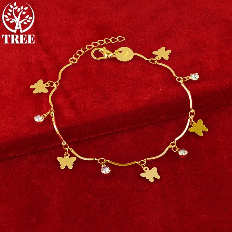 ALITREE 24K Yellow Gold Little Butterfly Zircon Crystal Chain Bracelet For Woman Fashion Jewelry Party Wedding Birthday Gifts
ALITREE 24K Yellow Gold Little Butterfly Zircon Crystal Chain Bracelet For Woman Fashion Jewelry Party Wedding Birthday Gifts