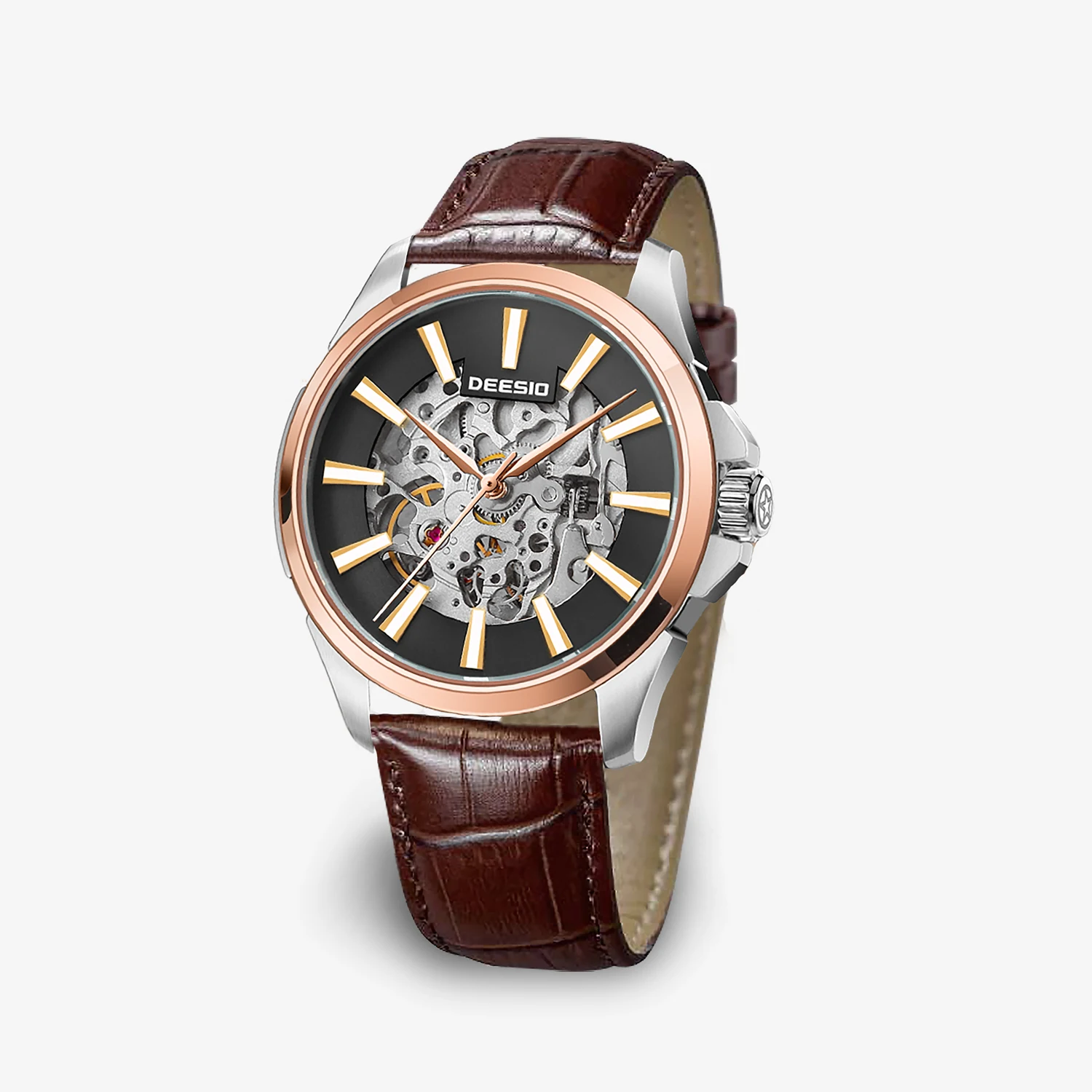 Deesio Men Automatic Skeleton Watch Sapphire 316L Stainless Steel 50M Waterproof Butterfly Clasp Mechanical Luxury Wristwatch
Deesio Men Automatic Skeleton Watch Sapphire 316L Stainless Steel 50M Waterproof Butterfly Clasp Mechanical Luxury Wristwatch