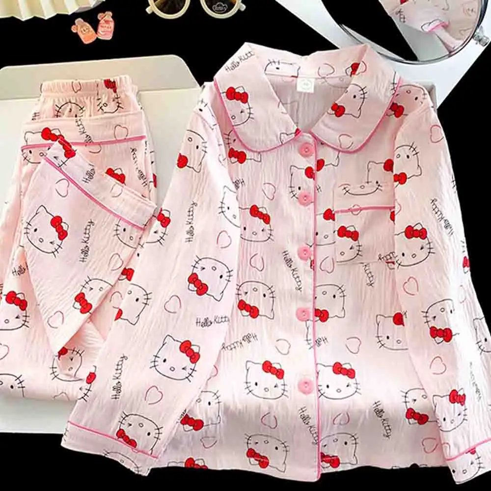 Hello Kitties Summer Pink Pajama Set Home Clothes Comfortable Loose Thin Casual Y2K Kawaii Cute Cartoon Anime Printing Gift
Hello Kitties Summer Pink Pajama Set Home Clothes Comfortable Loose Thin Casual Y2K Kawaii Cute Cartoon Anime Printing Gift