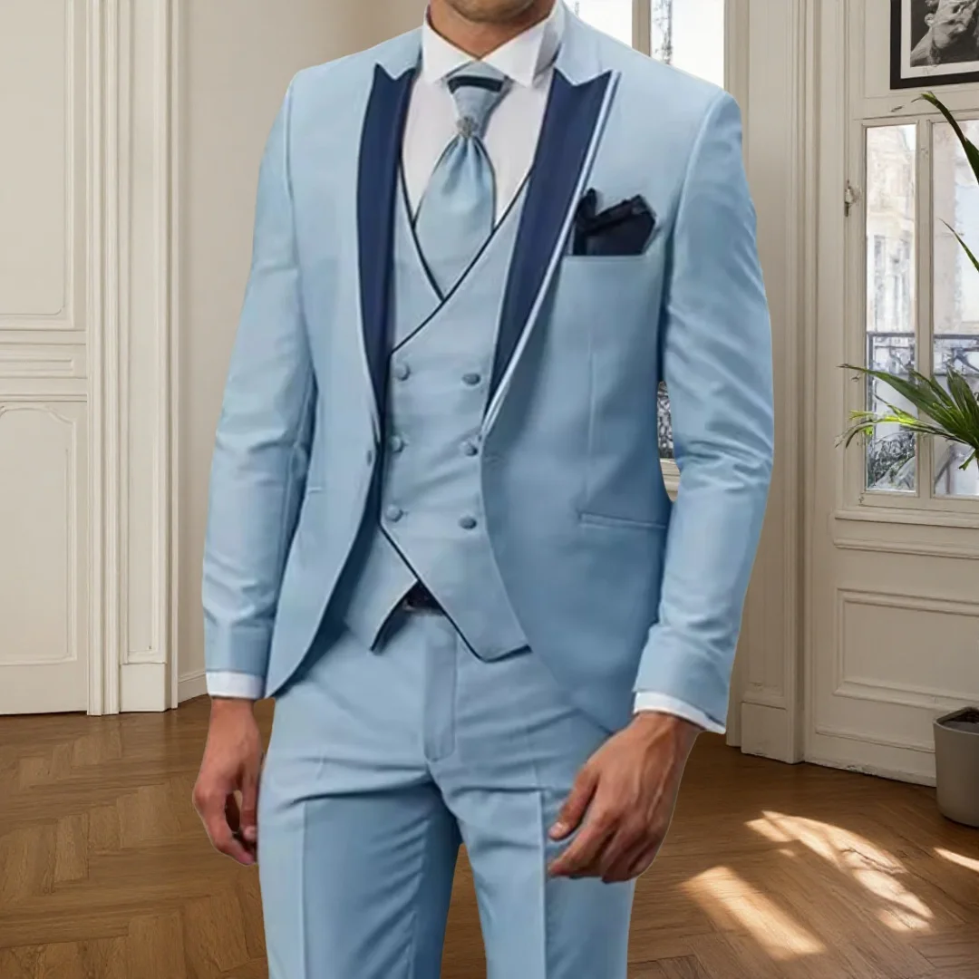 Slim Fit Men's Tuxedo terno masculino 3 Piece Tailor-made suits Groom Dinner Party Formal Costume Wedding Male clothing
Slim Fit Men's Tuxedo terno masculino 3 Piece Tailor-made suits Groom Dinner Party Formal Costume Wedding Male clothing
