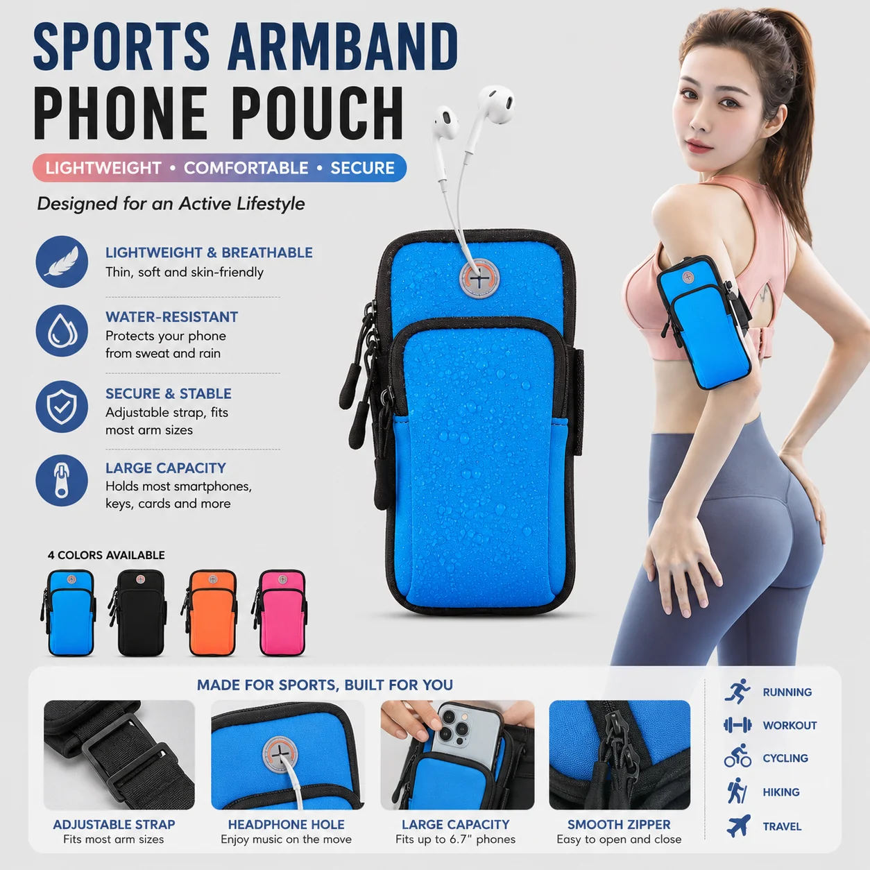 Mobile bag, fitness running phone, arm bag, arm fitness equipment, lightweight sports phone
Mobile bag, fitness running phone, arm bag, arm fitness equipment, lightweight sports phone