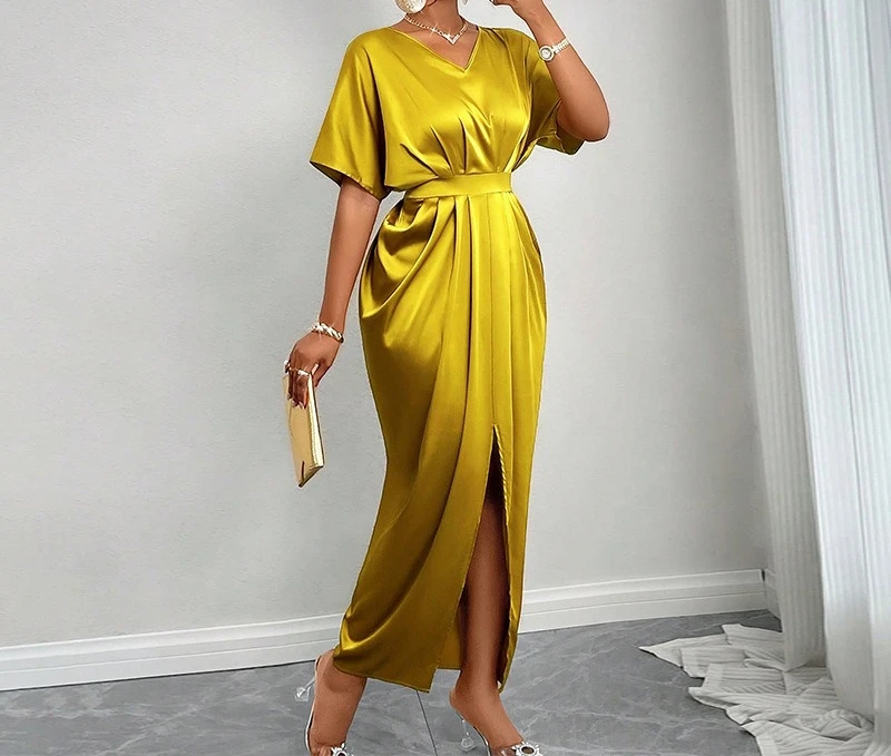 Women's Clothing 2025 New Temperament Elegant V-neck Short Sleeve High-waisted One-step Slit Dress Long Skirt
Women's Clothing 2025 New Temperament Elegant V-neck Short Sleeve High-waisted One-step Slit Dress Long Skirt