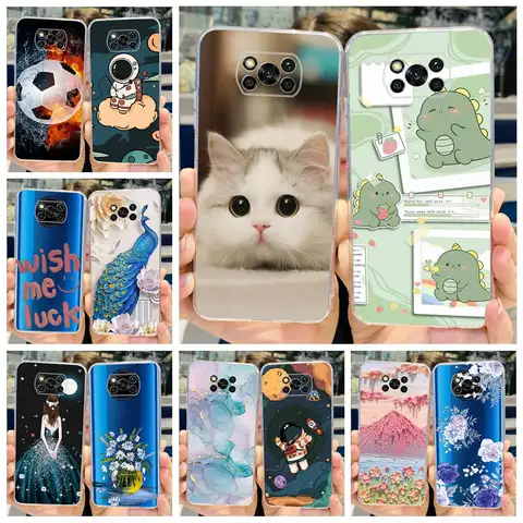 For Xiaomi Poco X3 Pro Case New Fashion Painted Cover Clear Silicone Soft TPU Phone Case For Xiaomi Poco X3 NFC PocoX3 Pro Shell