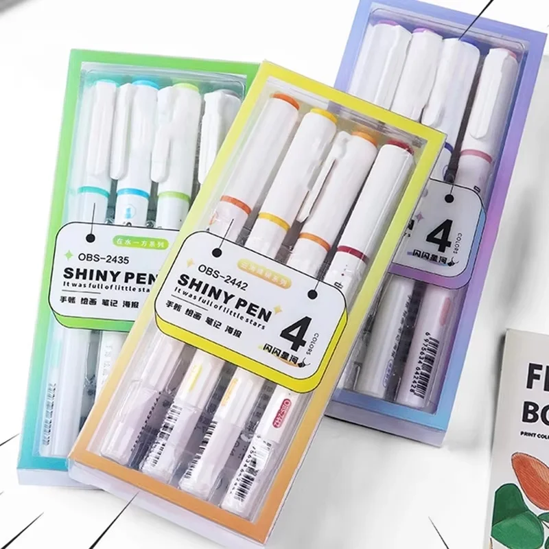 4 Colors Glitter Highlighter Pens Fine Pastel Highlighter Marker Pen Scrapbook Doodle Painted Pen For School Stationery Supplies
4 Colors Glitter Highlighter Pens Fine Pastel Highlighter Marker Pen Scrapbook Doodle Painted Pen For School Stationery Supplies