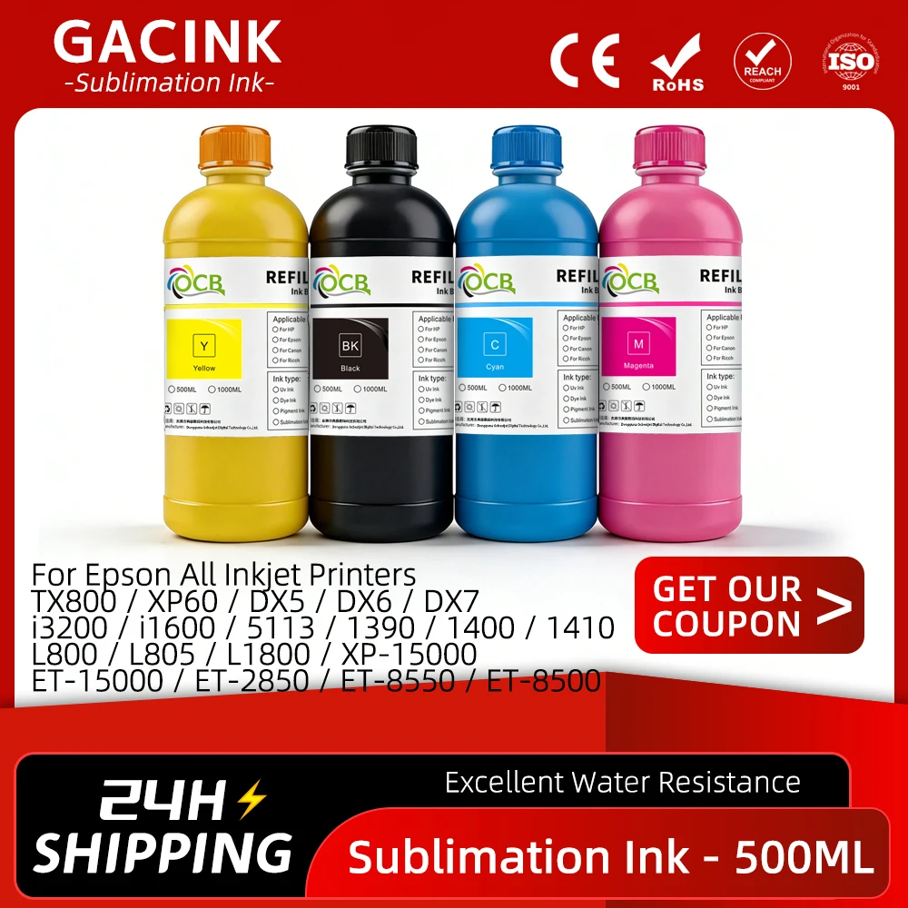 500ML 4Colors Sublimation Ink DX5 TX800 i3200 i1600 L1800 1390 R1900 L800 XP600 L805 XP-15000 ET-8500 Heat Press Transfer Ink
500ML 4Colors Sublimation Ink DX5 TX800 i3200 i1600 L1800 1390 R1900 L800 XP600 L805 XP-15000 ET-8500 Heat Press Transfer Ink