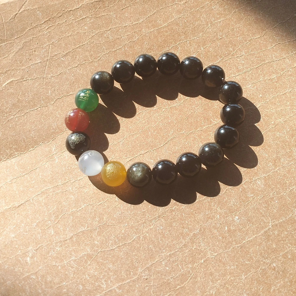 10mm Gold color & Silver color Obsidian Bracelet God of Wealth Agate Beads 18cm Adjustable Bracelet for Men Women
10mm Gold color & Silver color Obsidian Bracelet God of Wealth Agate Beads 18cm Adjustable Bracelet for Men Women