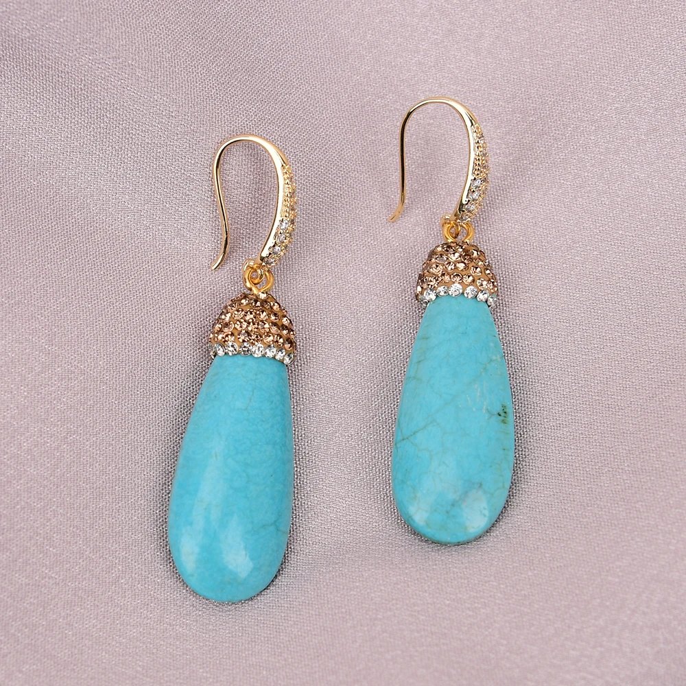 APDGG Blue Turquoise Golden Crystal Paved Hook Earrings
APDGG Blue Turquoise Golden Crystal Paved Hook Earrings