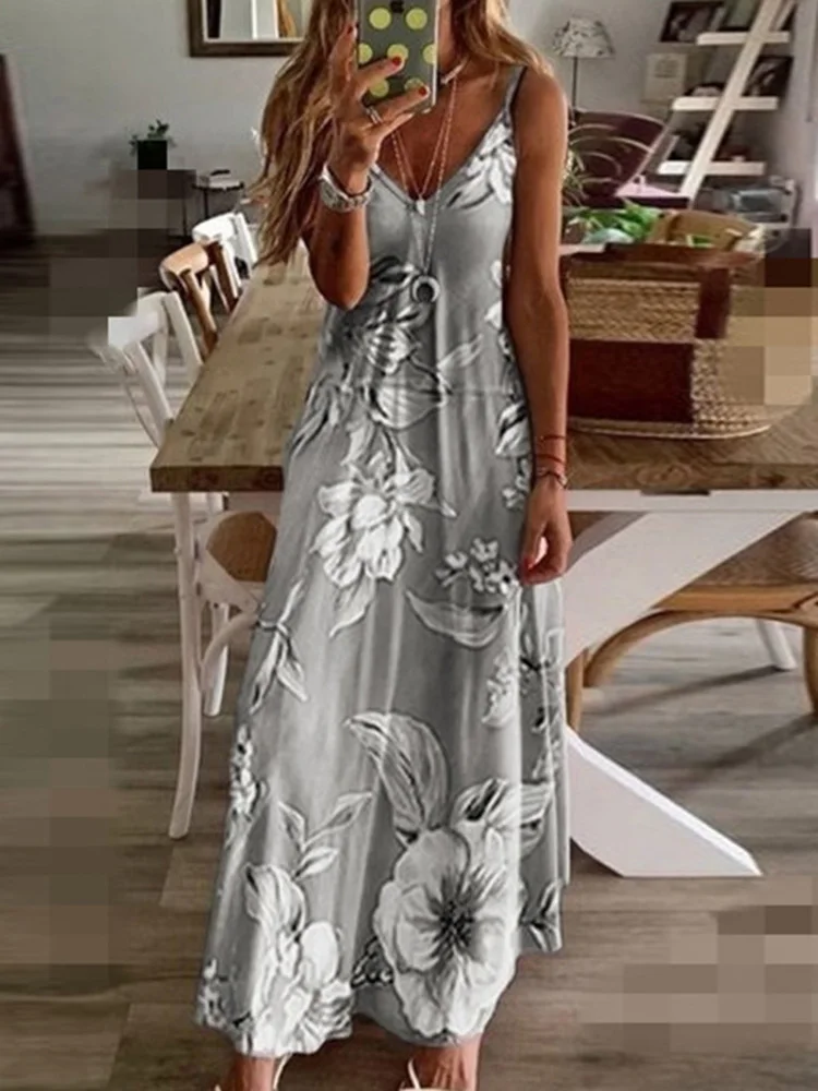 Summer Dress for Women Spaghetti Strap Casual Floral Printed Long Vestidos Beach Party Robe Female
Summer Dress for Women Spaghetti Strap Casual Floral Printed Long Vestidos Beach Party Robe Female