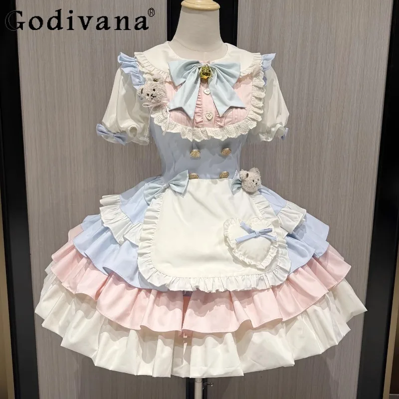 Gentle Elegant Lolita Princess Dress Female Sweet Cute Pink Blue Lolita Dress Women's Maid Style Japanese Party Dress
Gentle Elegant Lolita Princess Dress Female Sweet Cute Pink Blue Lolita Dress Women's Maid Style Japanese Party Dress