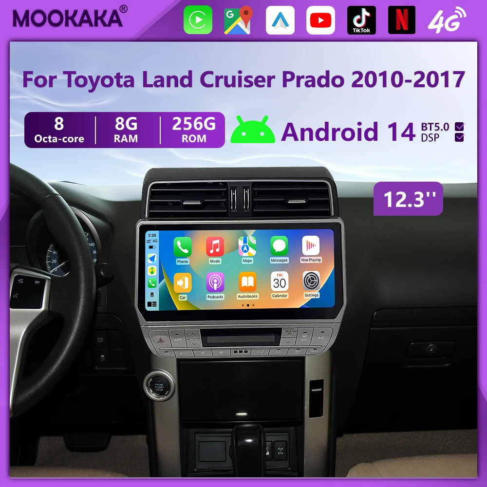 Android14 For Toyota Land Cruiser Prado 2010-2017 Car Radio Automotive Multimedia Touch Screen Carplay Auto Bluetooth GPS 4G BT
Android14 For Toyota Land Cruiser Prado 2010-2017 Car Radio Automotive Multimedia Touch Screen Carplay Auto Bluetooth GPS 4G BT