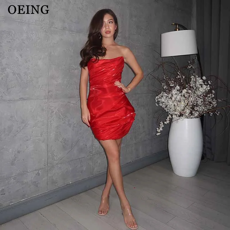 OEING Simple Mermaid Red Prom Dress Strapless Sleeveless Pleats Homecoming Dresses vestidos de fiesta Customized
OEING Simple Mermaid Red Prom Dress Strapless Sleeveless Pleats Homecoming Dresses vestidos de fiesta Customized