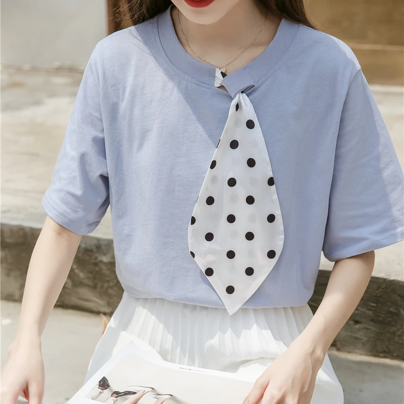 2023 New Summer Women Korean Fashion Polka Dot Patchwork T-shirts Casual Round Neck Short Sleeve Tshirt Female Tops Sweet Ins
2023 New Summer Women Korean Fashion Polka Dot Patchwork T-shirts Casual Round Neck Short Sleeve Tshirt Female Tops Sweet Ins