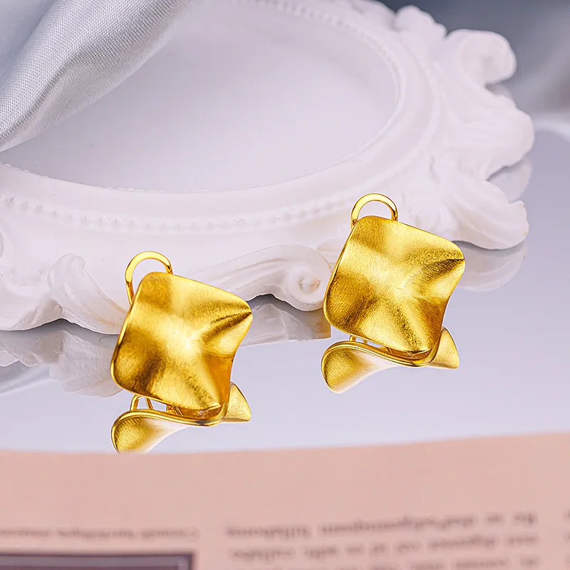 Irregular Niche Design 9999 24K Real Gold Brushed Metallic Square Earrings Ins Cold Wind Earrings Temperament Earrings for Women
Irregular Niche Design 9999 24K Real Gold Brushed Metallic Square Earrings Ins Cold Wind Earrings Temperament Earrings for Women