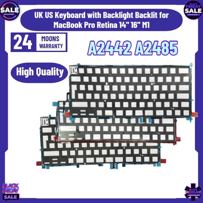 New EU UK US Keyboard with Backlight Backlit for MacBook Pro Retina 14" 16" M1 A2442 A2485 Foil Sheet 2021 Year Replacement
New EU UK US Keyboard with Backlight Backlit for MacBook Pro Retina 14" 16" M1 A2442 A2485 Foil Sheet 2021 Year Replacement