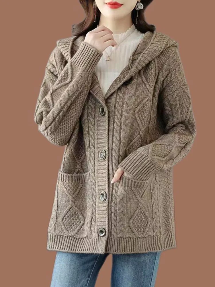 Women Sweaters Long Sleeve Knitting Cardigan Hooded Collar Single-breasted Casual Fashion Sweet Knitted Coat Sweater Cardigan
Women Sweaters Long Sleeve Knitting Cardigan Hooded Collar Single-breasted Casual Fashion Sweet Knitted Coat Sweater Cardigan