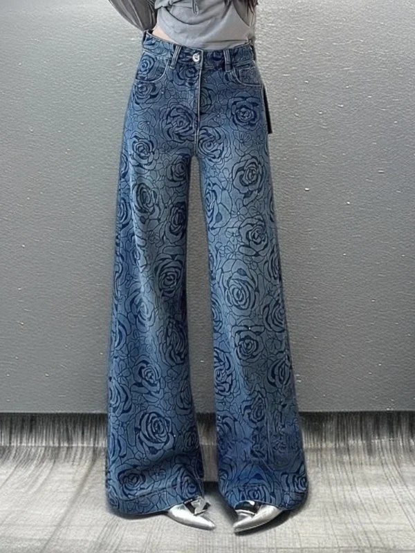 Spring High Waist Loose Fit Women's Jeans Embroidered Rhinestone Straight Leg Casual Style Multi-Pocket Water-Washed Blue
Spring High Waist Loose Fit Women's Jeans Embroidered Rhinestone Straight Leg Casual Style Multi-Pocket Water-Washed Blue
