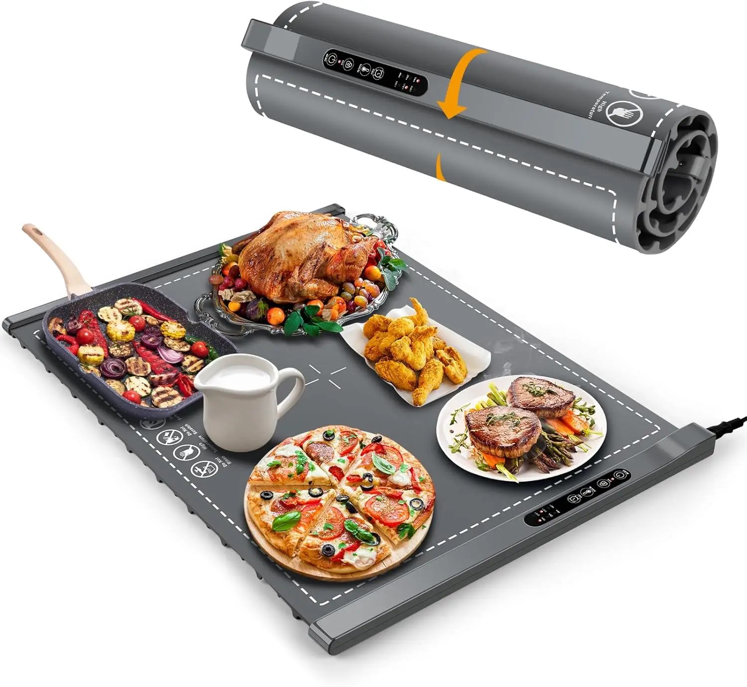 Portable Electric Food Warming Mat, Foldable Tray with Timer & Adjustable Temperature for Indoor Outdoor Use
Portable Electric Food Warming Mat, Foldable Tray with Timer & Adjustable Temperature for Indoor Outdoor Use