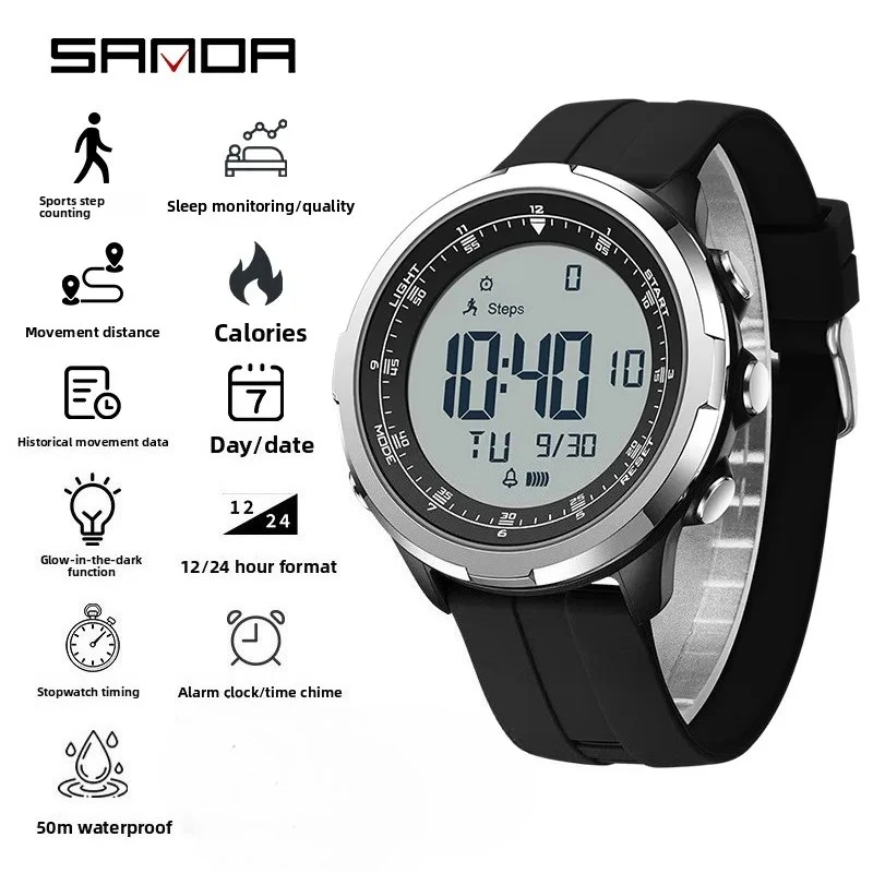 SANDA SD9065 Student Sports 5ATM Waterproof Step Monitoring Sleep Monitoring Calories Night Light Outdoor Watch
SANDA SD9065 Student Sports 5ATM Waterproof Step Monitoring Sleep Monitoring Calories Night Light Outdoor Watch