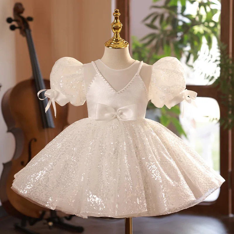 Children's 10-year-old girl birthday white flower girl princess high-end host girls evening wedding dress
Children's 10-year-old girl birthday white flower girl princess high-end host girls evening wedding dress