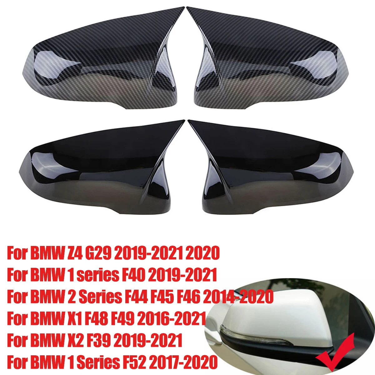 Door Mirror Cover For BMW X1 F48 X2 F39 Z4 G29 1 2 series F44 F49 F52 F40 Rearview Replacement Side Mirror Cover caps
Door Mirror Cover For BMW X1 F48 X2 F39 Z4 G29 1 2 series F44 F49 F52 F40 Rearview Replacement Side Mirror Cover caps
