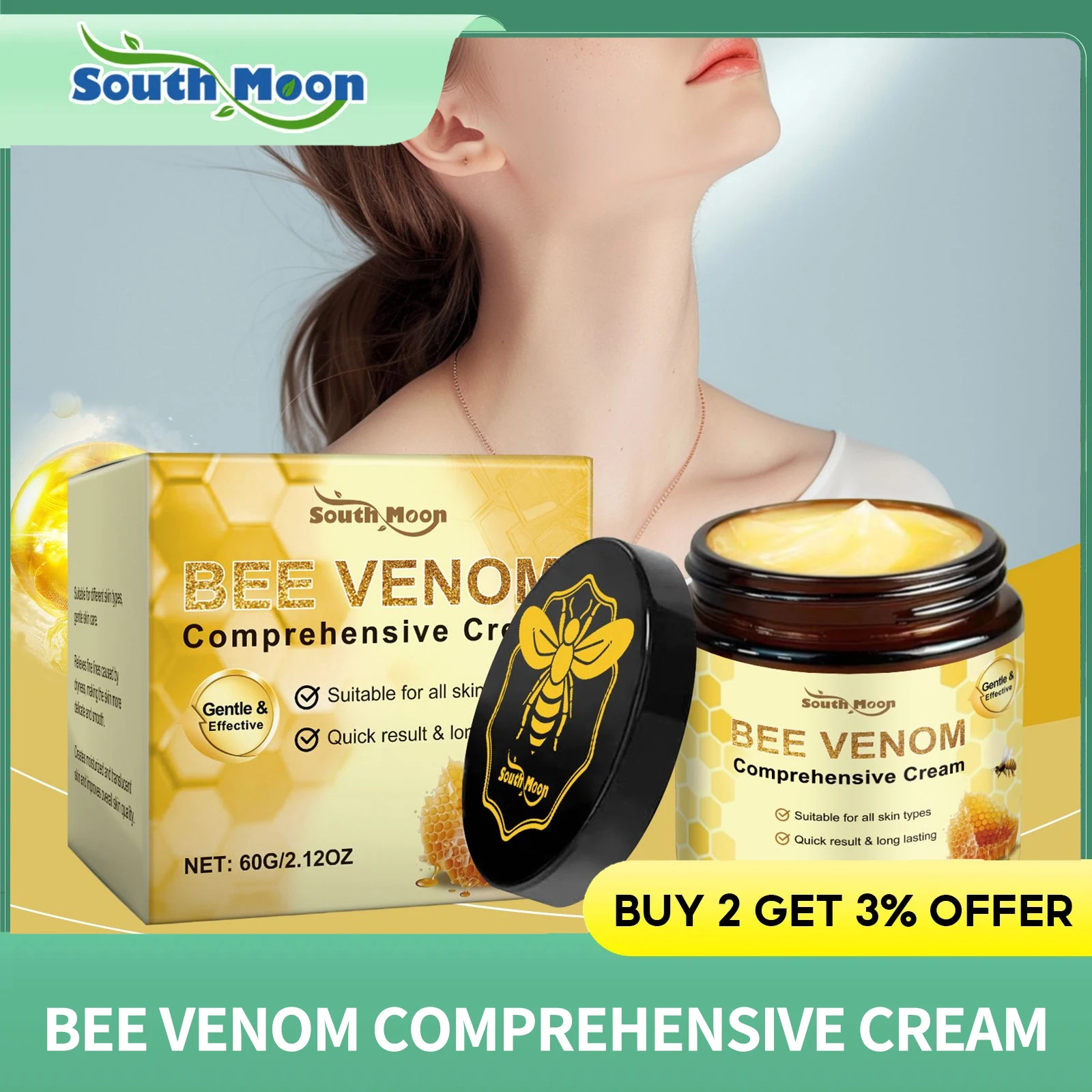 Bee Venom Skin Moisturizing Cream Long-Lasting Hydration Soothing Dryness Quick Absorption Non-Greasy Body Nourishing Ointment
Bee Venom Skin Moisturizing Cream Long-Lasting Hydration Soothing Dryness Quick Absorption Non-Greasy Body Nourishing Ointment