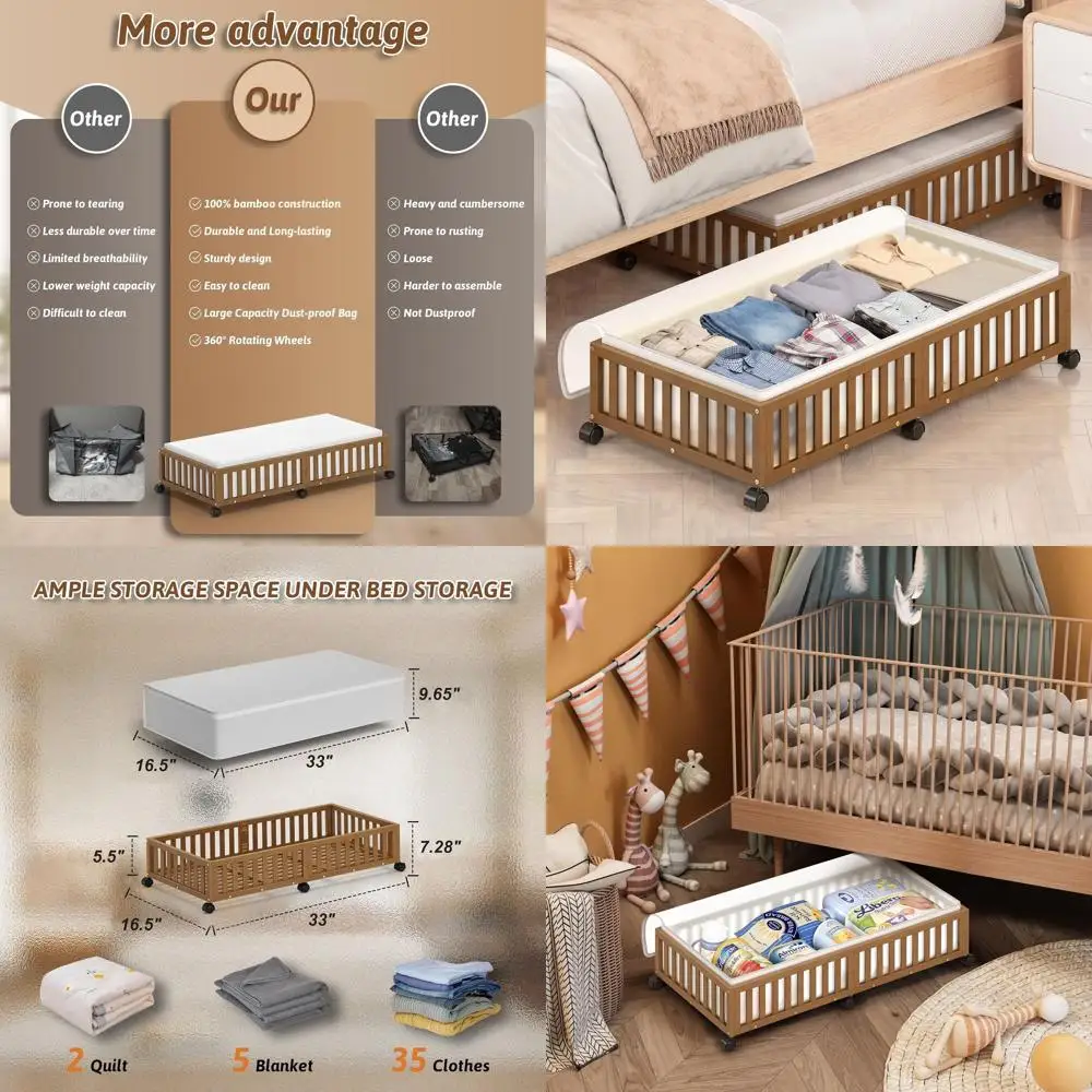 Large 2-Pack Rolling Underbed Storage Containers with Wheels for Shoes, Clothes, and Blankets
Large 2-Pack Rolling Underbed Storage Containers with Wheels for Shoes, Clothes, and Blankets