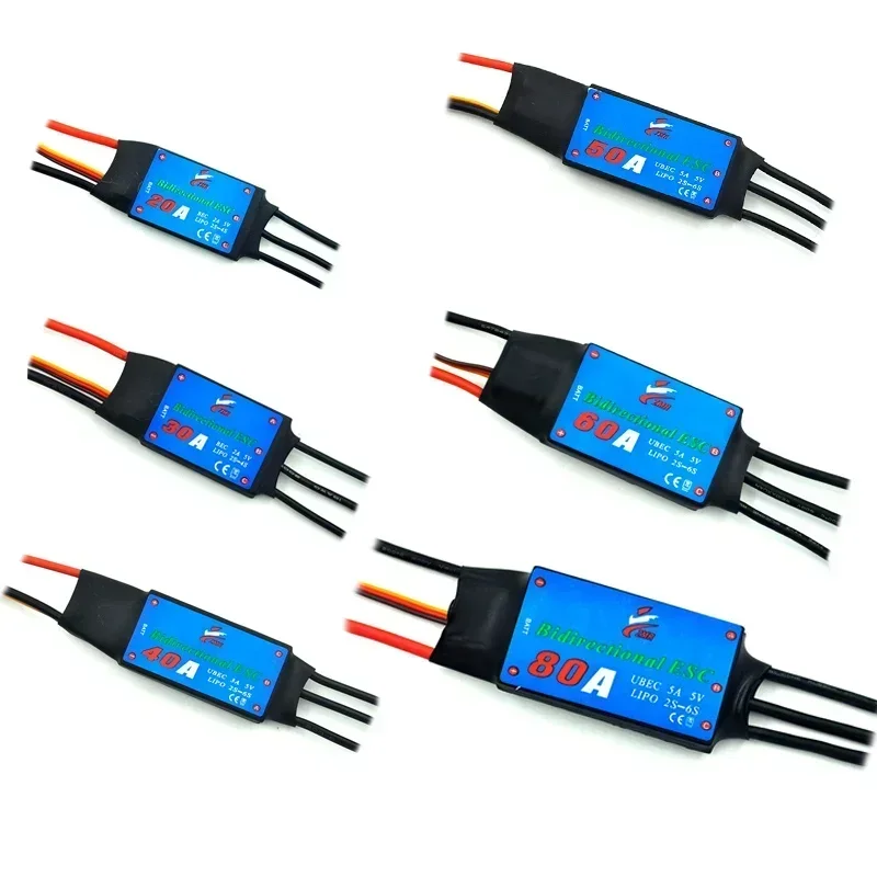 12A/20A/30A/40A/50A/60A/80A Bidirectional Brushless ESC for Remote Control Car Pneumatic Underwater Propeller
12A/20A/30A/40A/50A/60A/80A Bidirectional Brushless ESC for Remote Control Car Pneumatic Underwater Propeller
