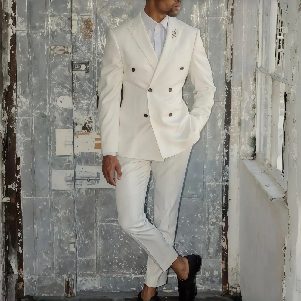 White Double Breasted Wedding Suits for Men Slim Fit Groom Tuxedo 2 Pieces Formal Blazer Pants Prom Guest Banquet
White Double Breasted Wedding Suits for Men Slim Fit Groom Tuxedo 2 Pieces Formal Blazer Pants Prom Guest Banquet