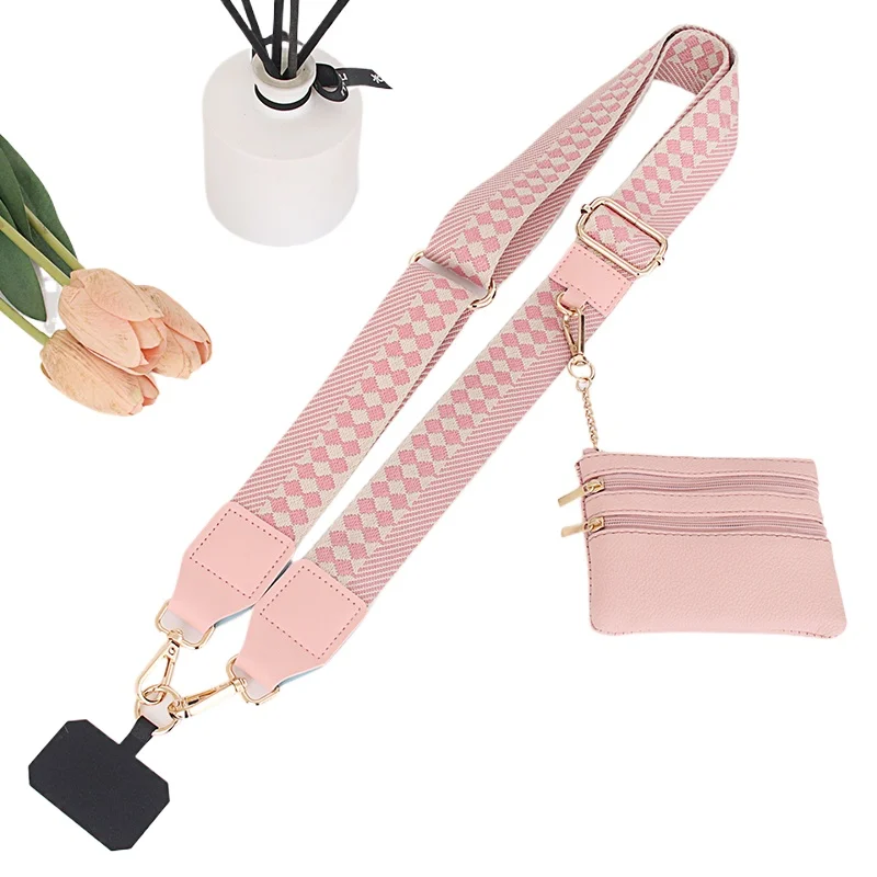 New 3.8CM Wide Adjustable Fashion Cellphone Pink Gold Lanyard Mobile Phone Lanyard Crossbody Bag,with Zippered Leather Wallet
New 3.8CM Wide Adjustable Fashion Cellphone Pink Gold Lanyard Mobile Phone Lanyard Crossbody Bag,with Zippered Leather Wallet