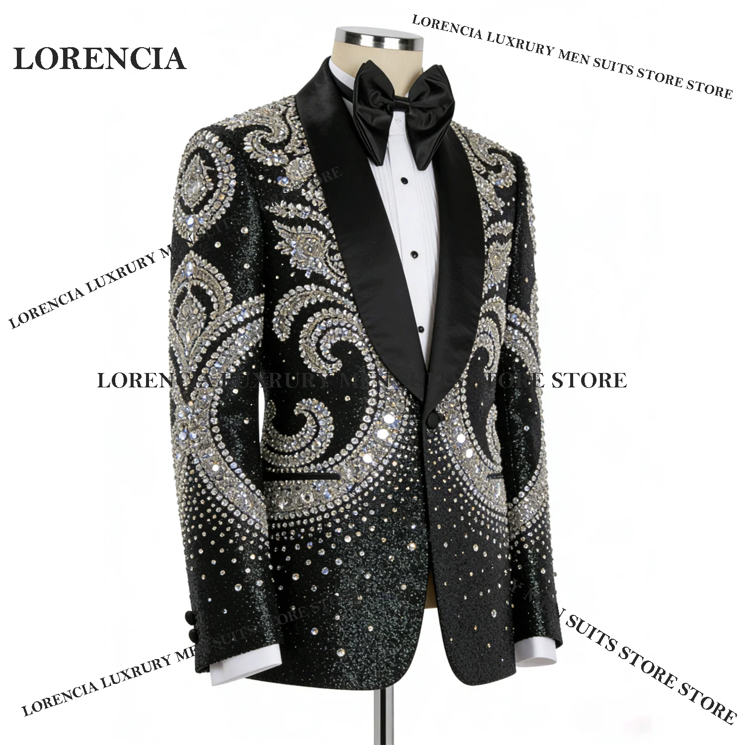 Exquisite Men Diamond Design Suits Fashion Wedding Tuxedos Customized Sparkly Slim Ropa hombre 2 Pieces Sets Groom Male Blazers
Exquisite Men Diamond Design Suits Fashion Wedding Tuxedos Customized Sparkly Slim Ropa hombre 2 Pieces Sets Groom Male Blazers