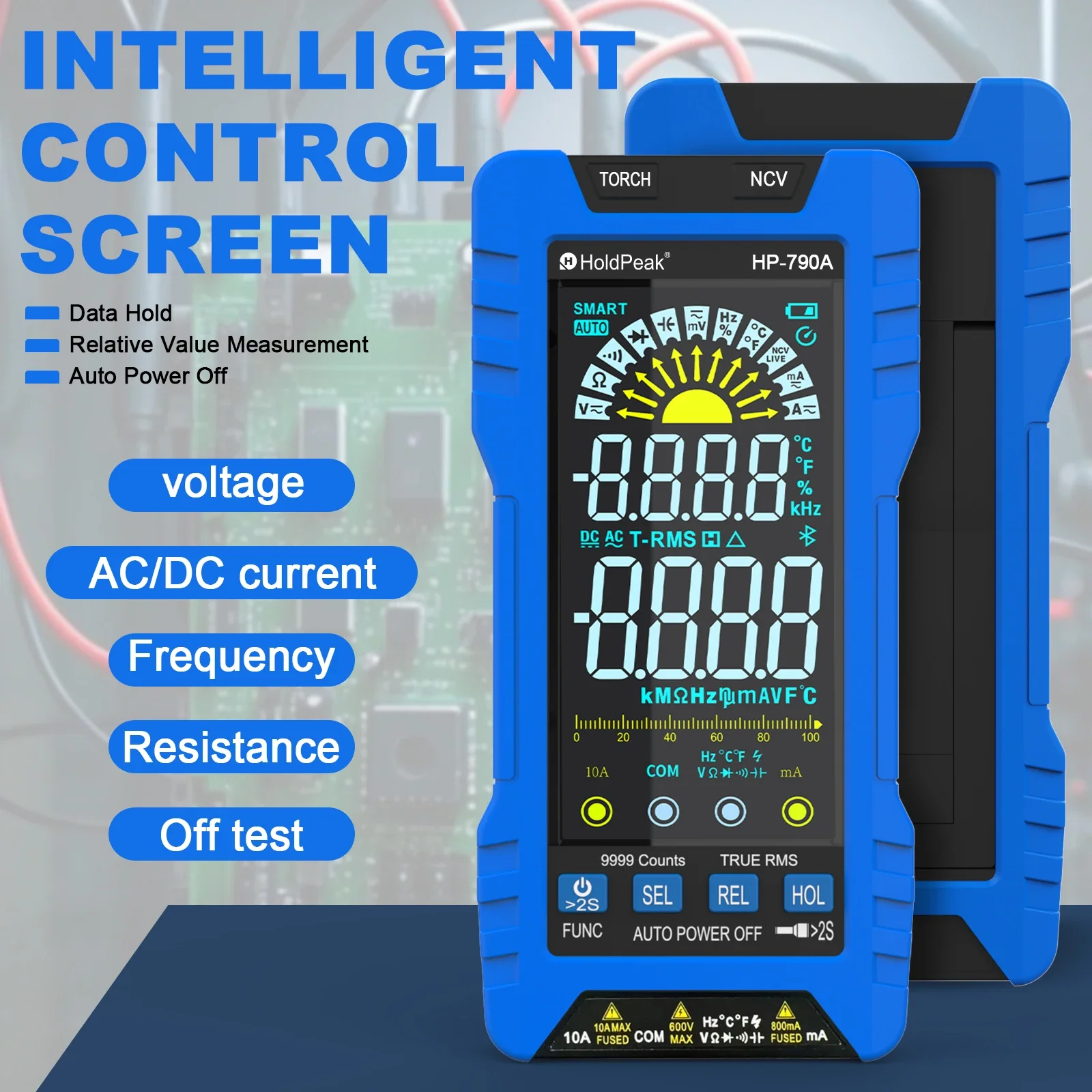 HoldPeak 790A Digital Multimeter - 6000 Counts True RMS, Auto Select & Auto Range, Measures DC/AC Voltage, Current, Resistance
HoldPeak 790A Digital Multimeter - 6000 Counts True RMS, Auto Select & Auto Range, Measures DC/AC Voltage, Current, Resistance