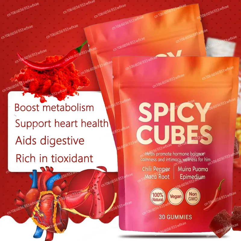 Spicy Cube Chili Pepper Gummies Supports Cardiovascular Health, Improves Digestion & Blood Circulation and Daily Vitality
Spicy Cube Chili Pepper Gummies Supports Cardiovascular Health, Improves Digestion & Blood Circulation and Daily Vitality