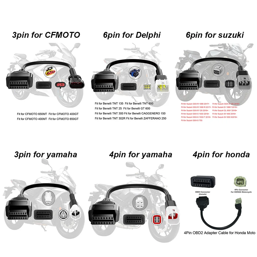 Motorcycle OBD2 Connector Cable For Yamaha For Honda For Suzuki For CFMOTO For Delphi Fault Code Reader Adaptor Extension Cable
Motorcycle OBD2 Connector Cable For Yamaha For Honda For Suzuki For CFMOTO For Delphi Fault Code Reader Adaptor Extension Cable