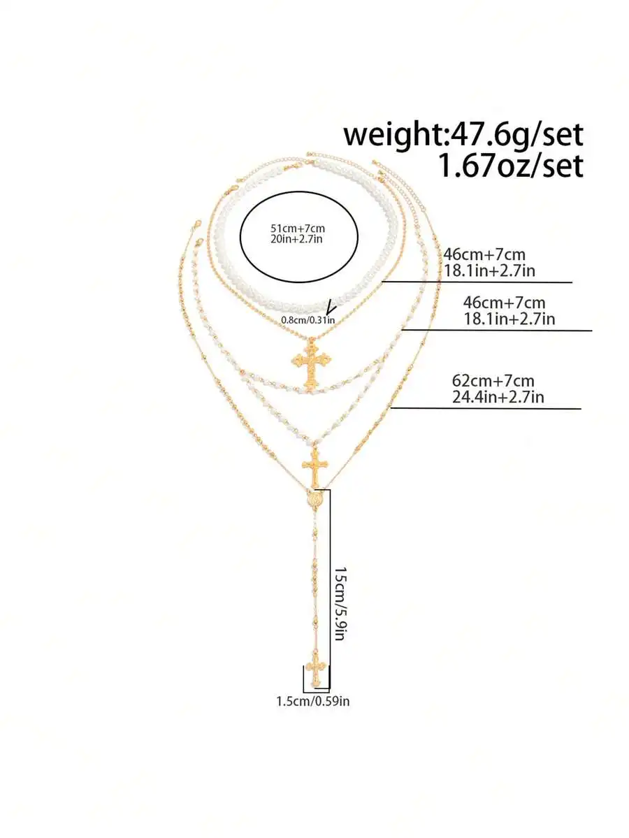4pcs Vintage Cross & Virgin Mary Pendant Y-Necklace Multilayer Beaded Necklace For Women
4pcs Vintage Cross & Virgin Mary Pendant Y-Necklace Multilayer Beaded Necklace For Women