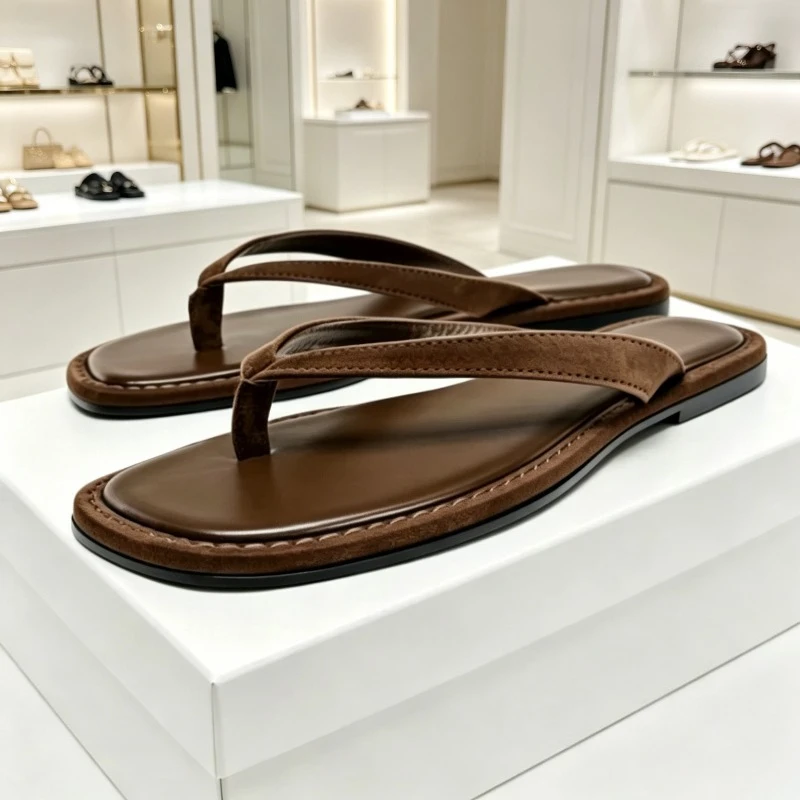 Designer Women Flip Flops Round Toe Clip Toe Slippers Comfortable Casual Beach Slide Femme Summer Flat Split Suede Sandals Women
Designer Women Flip Flops Round Toe Clip Toe Slippers Comfortable Casual Beach Slide Femme Summer Flat Split Suede Sandals Women
