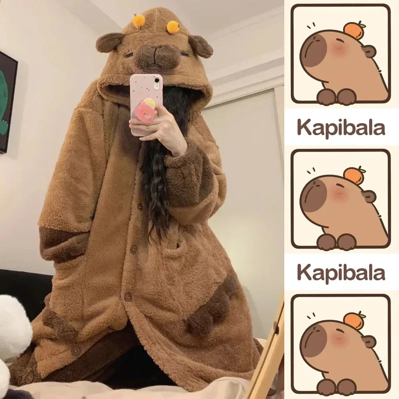 CySuper милая пижама с капибарой, халат для женщин, зимняя домашняя одежда, одежда для сна, банный халат для отдыха, милая кавайная пижама, теплая, удобная, пушистая
CySuper милая пижама с капибарой, халат для женщин, зимняя домашняя одежда, одежда для сна, банный халат для отдыха, милая кавайная пижама, теплая, удобная, пушистая