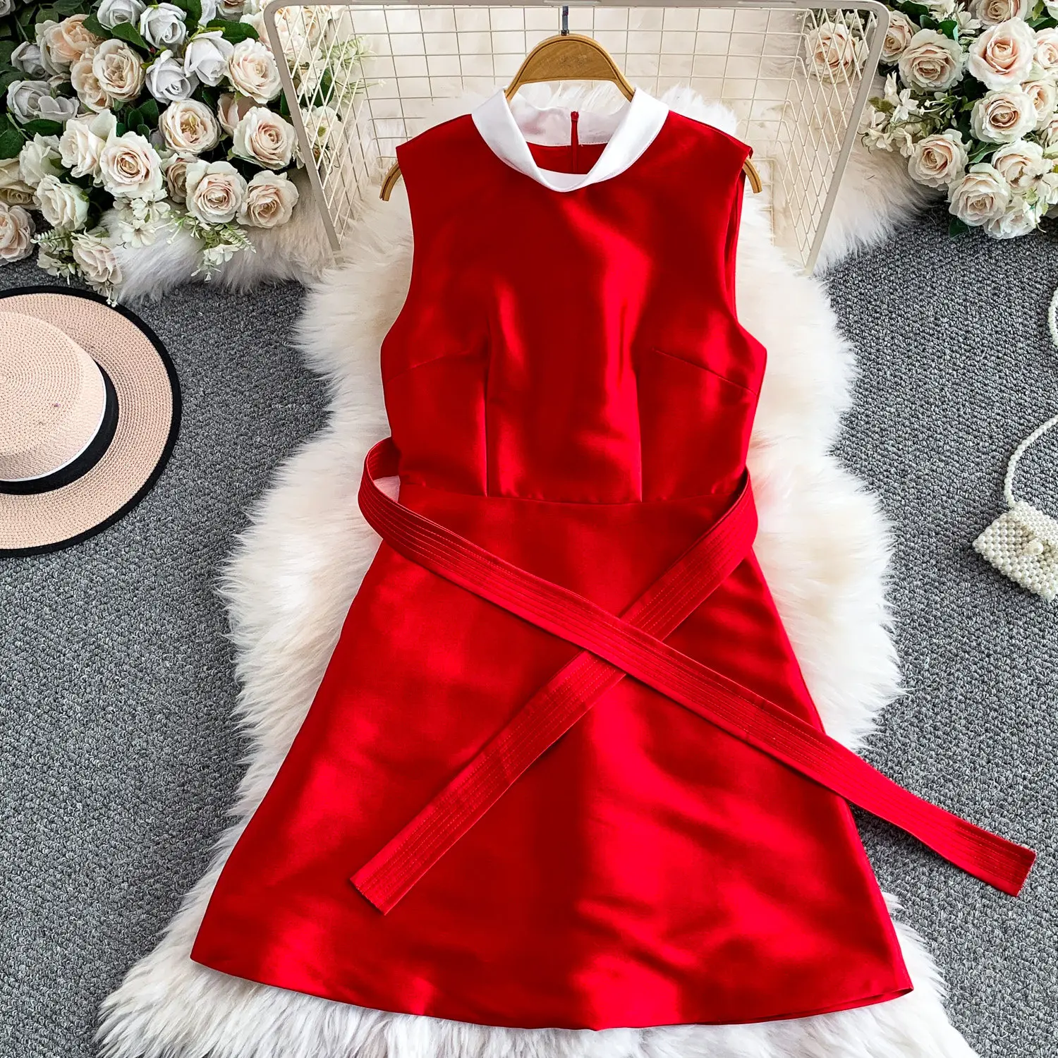 Elegant Black Satin Sleeveless A-Line Mini Dress Bow Tie Waist Chic Party Wedding Guest Evening Event Dress
Elegant Black Satin Sleeveless A-Line Mini Dress Bow Tie Waist Chic Party Wedding Guest Evening Event Dress