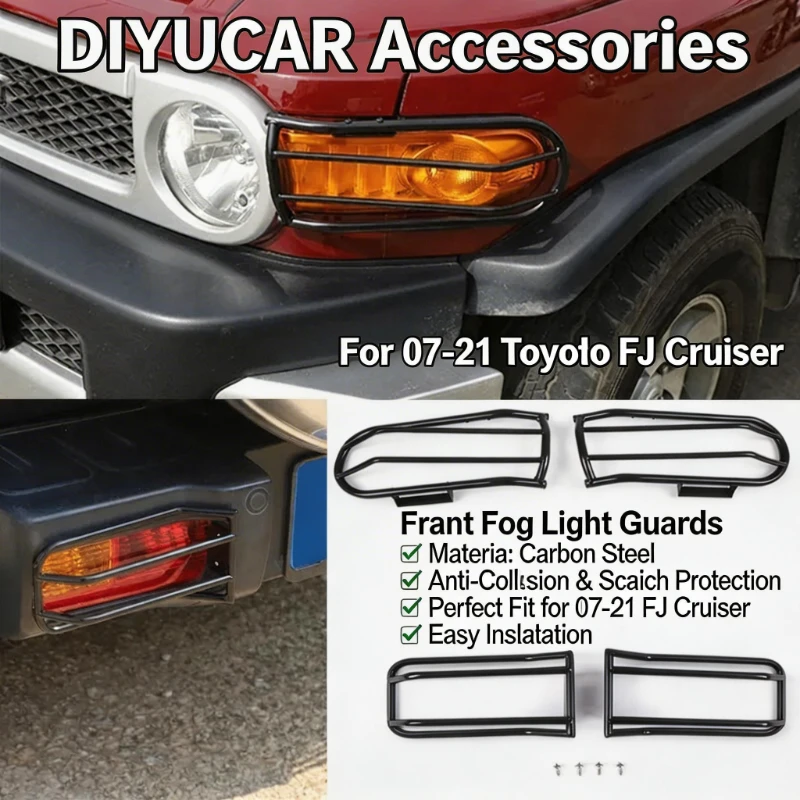 Front Rear Fog Light Cover Guard For Toyota FJ Cruiser 2007-2021 Carbon Steel Black Fog Lamp Protector Trim Car Accessories
Front Rear Fog Light Cover Guard For Toyota FJ Cruiser 2007-2021 Carbon Steel Black Fog Lamp Protector Trim Car Accessories