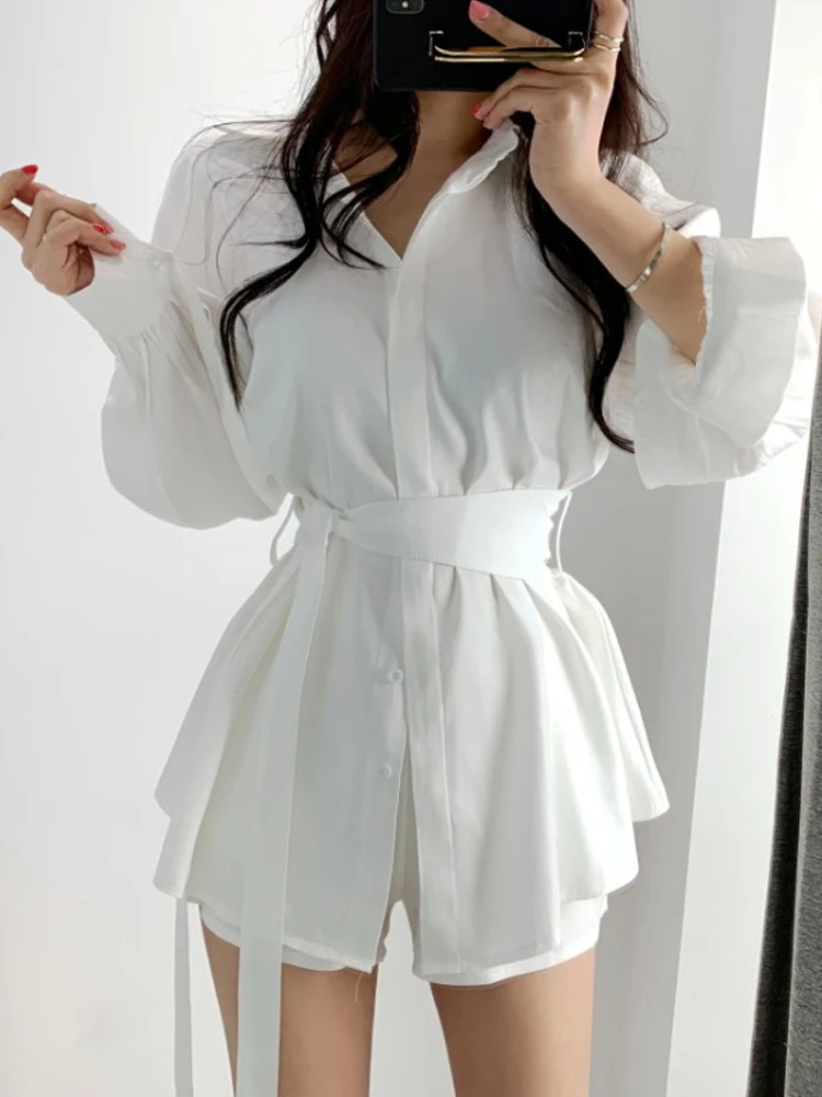 Faionable High Waist Belted Women's Set Slimming orts Long Sve irt Top plus High Waist orts Two-Piece Ensemble
Faionable High Waist Belted Women's Set Slimming orts Long Sve irt Top plus High Waist orts Two-Piece Ensemble