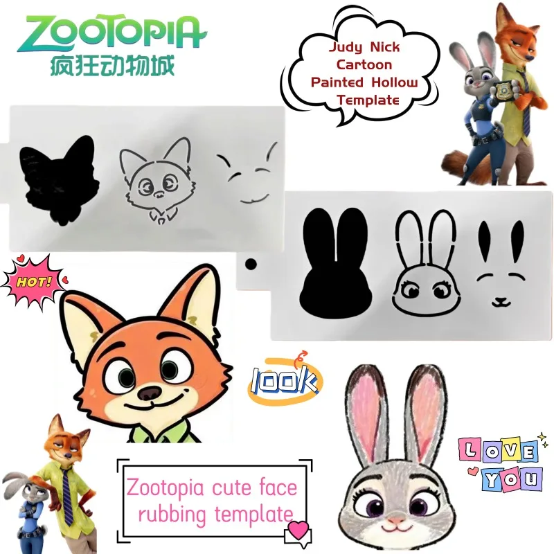 Новый Дисней Зоотопия Джуди Ник мультфильм анимация периферийные расписные полые шаблоны креативный милый шаблон для топографии лица подарок
Новый Дисней Зоотопия Джуди Ник мультфильм анимация периферийные расписные полые шаблоны креативный милый шаблон для топографии лица подарок