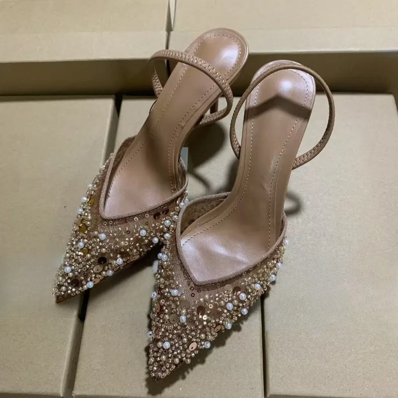 Luxury Sequins Beads High Heels Women Dress Shoes Sexy Pointed Toe Slingbacks Summer Elegant Mesh Party Ladies Modern Sandals
Luxury Sequins Beads High Heels Women Dress Shoes Sexy Pointed Toe Slingbacks Summer Elegant Mesh Party Ladies Modern Sandals