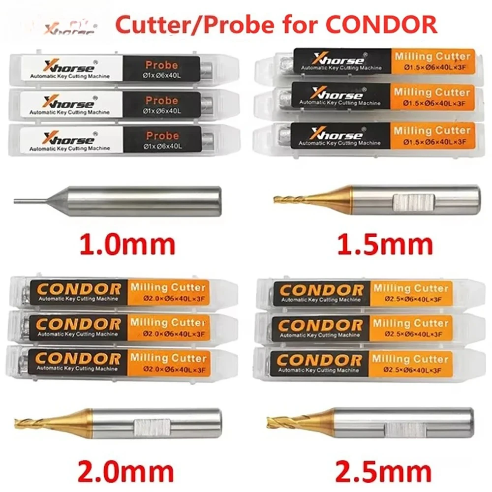 1.0mm 1.5mm 2.0mm 2.5mm Milling Cutter Probe for Xhorse CONDOR XC MINI Plus Dolphin XP-005 Dolphin XP-007 Key Cutting Machine
1.0mm 1.5mm 2.0mm 2.5mm Milling Cutter Probe for Xhorse CONDOR XC MINI Plus Dolphin XP-005 Dolphin XP-007 Key Cutting Machine