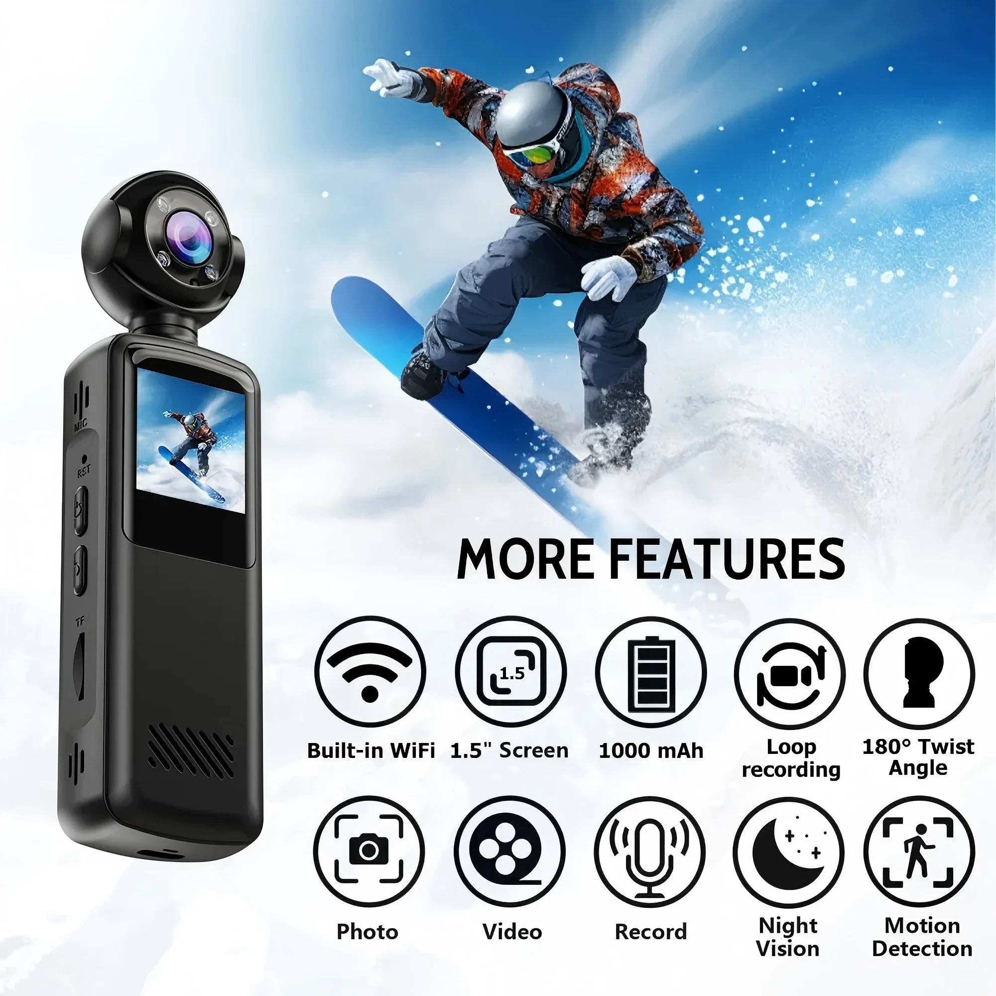 48MP HD Action Camera 180 ° Rotatable Night Vision Wearable Mini Camcorder Outdoor Cycling Hiking Skiing Recorder2026 New
48MP HD Action Camera 180 ° Rotatable Night Vision Wearable Mini Camcorder Outdoor Cycling Hiking Skiing Recorder2026 New